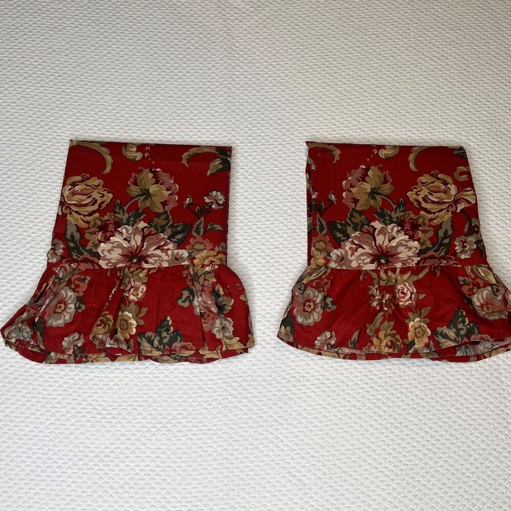 Ralph Lauren Red Floral Marseilles Ruffled King Pillow Cases (2 cases)